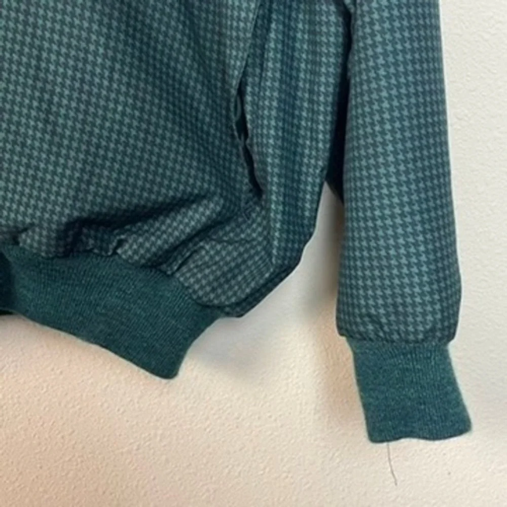 Sunderland of‎ Scotland Classic Golf Pullover Shirt Houndstooth Green Blue Sz XL
